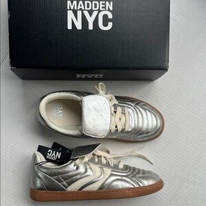 Made NYC Silver Sneakers size 8